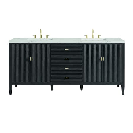 James Martin Vanities 72'' Double Vanity, Carbon Oak w/ 3 CM Ethereal Noctis Quartz Top 485-V72-CBO-3ENC